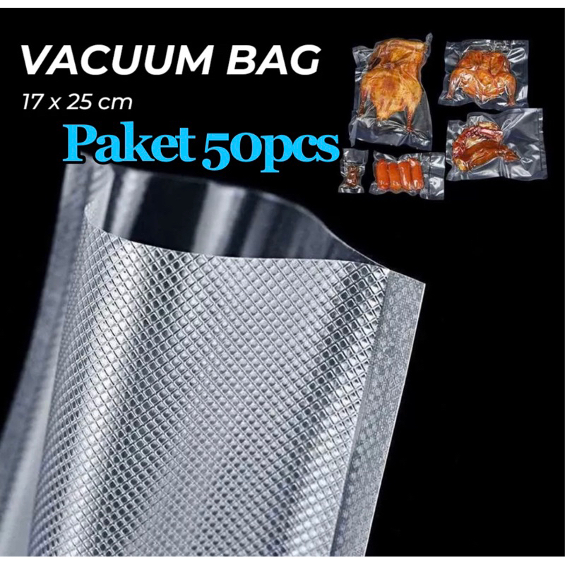 INDO KADO - FREE 10PCS PLASTIK - Mesin Vacuum Sealer Makanan Alat Vakum Dan Penyegel Pengemas Otomatis-PLASTIK 17x25 50PCS