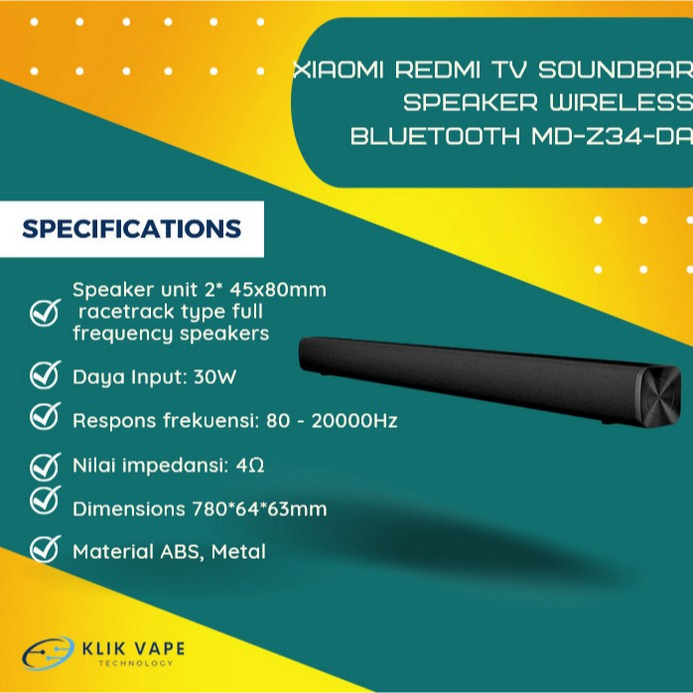 TERMURAH Xiaomi Redmi TV Soundbar Speaker Wireless Bluetooth MD-Z34-DA