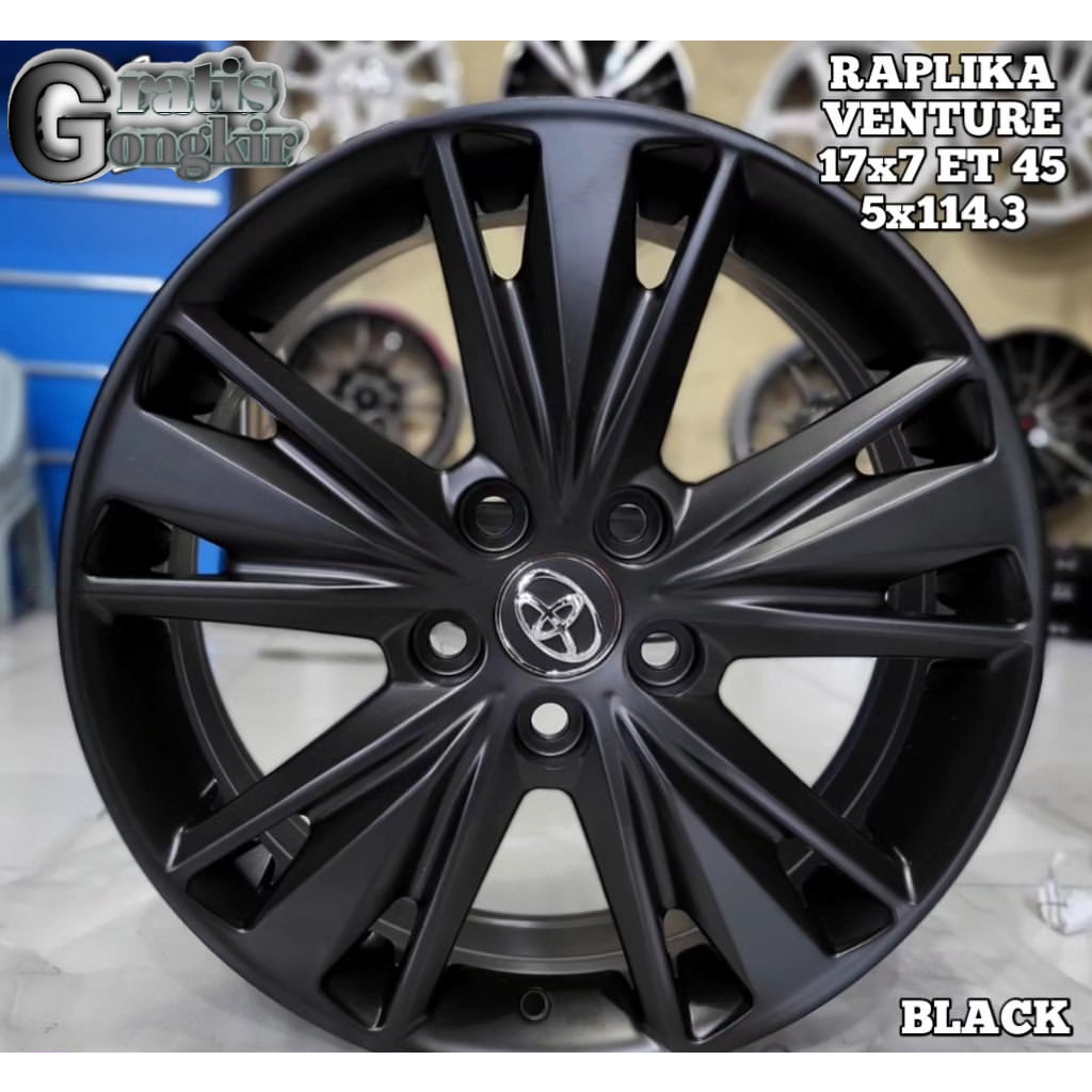 velg rep venture ring 17 lebar 7 pcd 5x114,3 velg mobil innova r17 black