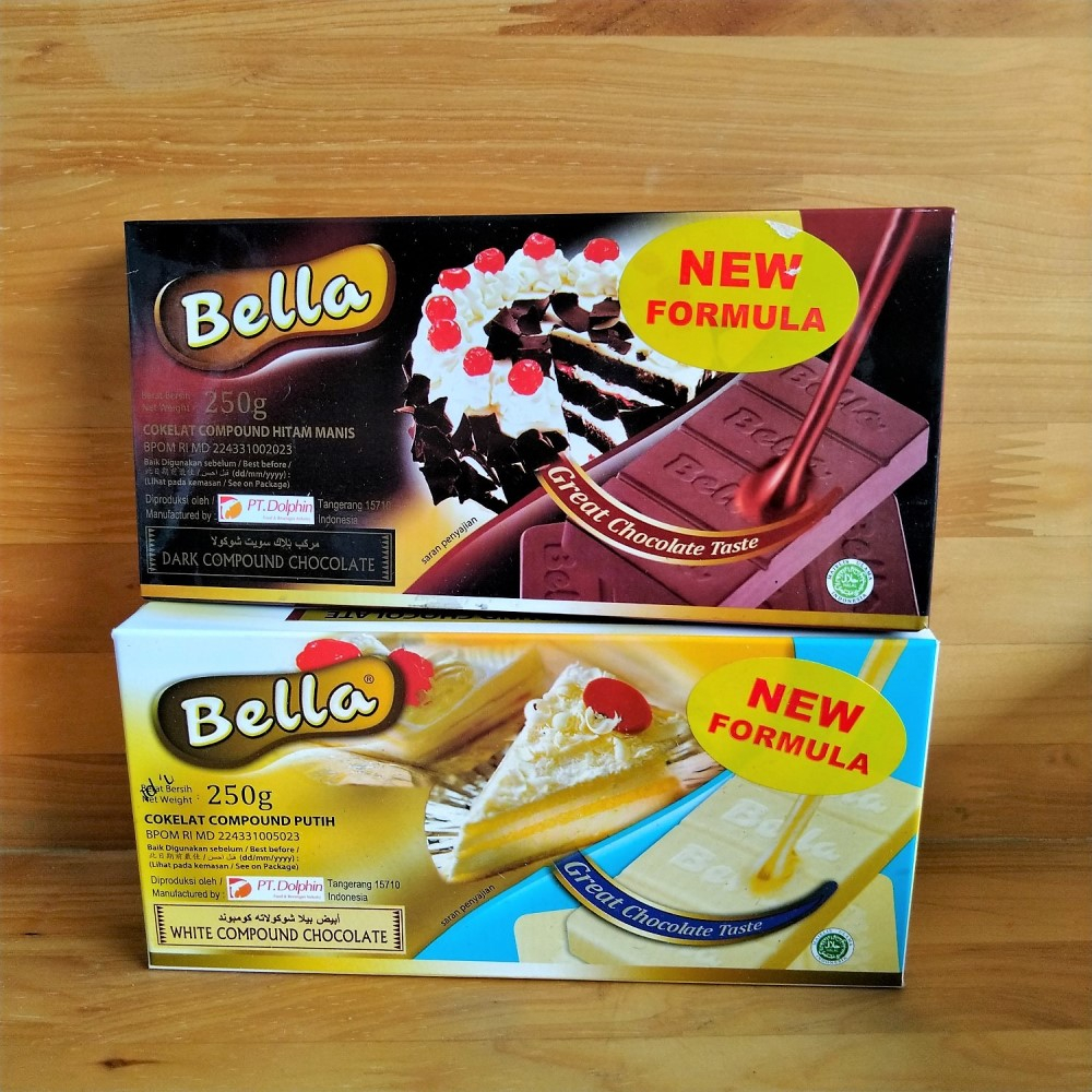 

Bella Dark / White Compound Chocolate / Coklat Masak Hitam / Putih 250gr