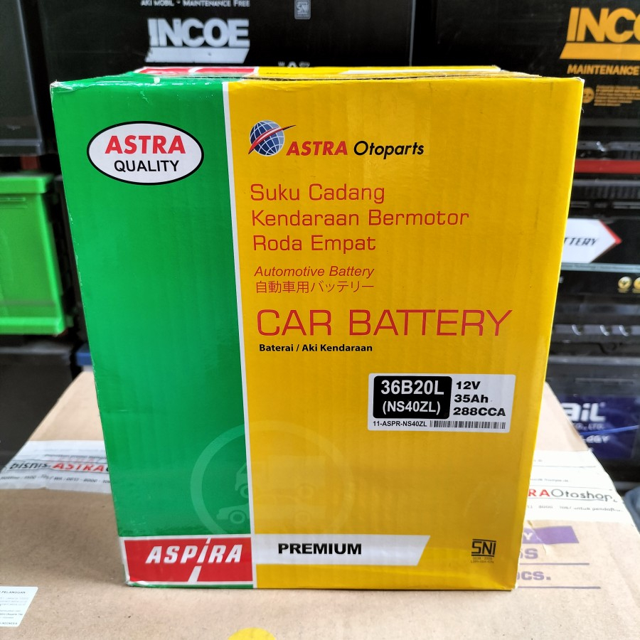 Aki Mobil Daihatsu Xenia New, Sigra, Sirion ASPIRA NS40ZL Aki Basah 35Ah ORIGINAL ASTRA
