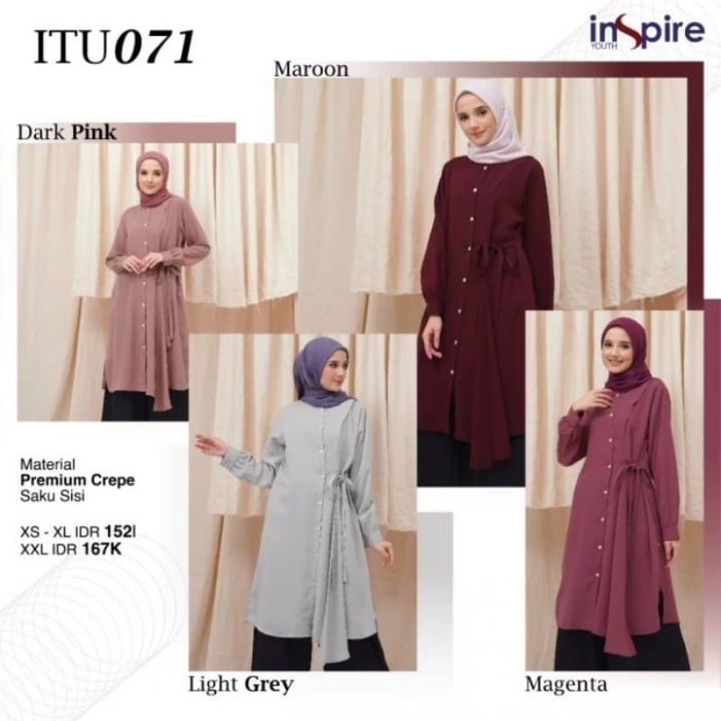 TUNIK ITU 071 MAROON | DARK PINK | MAGENTA | LIGHT GREY INSPIRE TUNIK POLOS