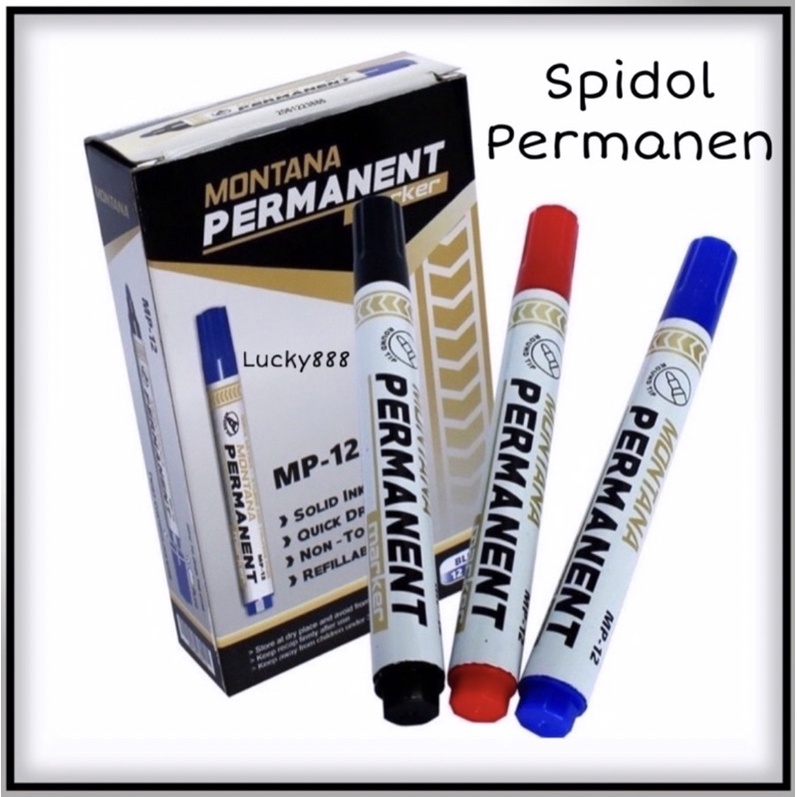 

LYSASHOP - Spidol Permanen Montana Warna Hitam Biru Merah Marker Tahan Air ATK