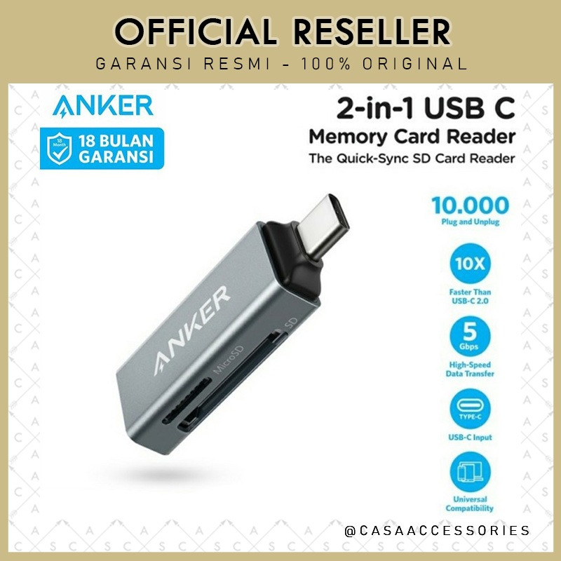 Anker USB-C Memory Card Reader 2in1 MicroSD TF SD Card MMC OTG - A8370