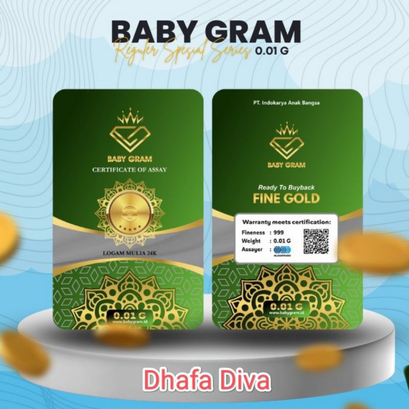 Baby Gram Baby Gold 0.01 0,01 gram Emas Mini Gold Logam mulia 24 Karat