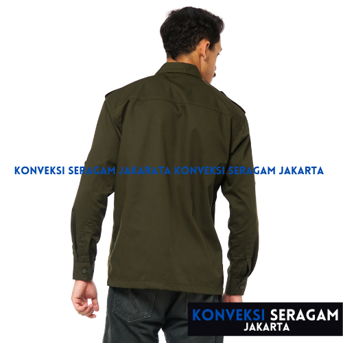 Baju Kemeja PDL Lengan Panjang Pria Wanita - Seragam Pakaian Kerja Dinas Lapangan Outdoor Gunung Warna Hijau Army - Konveksi Jakarta Official