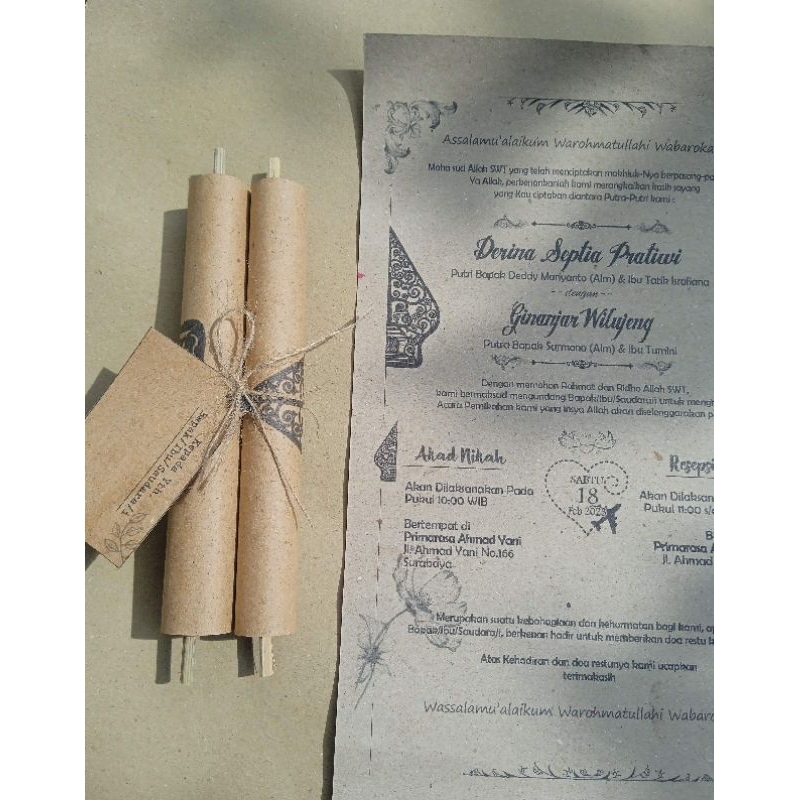 Undangan Gulung Simple Rustic