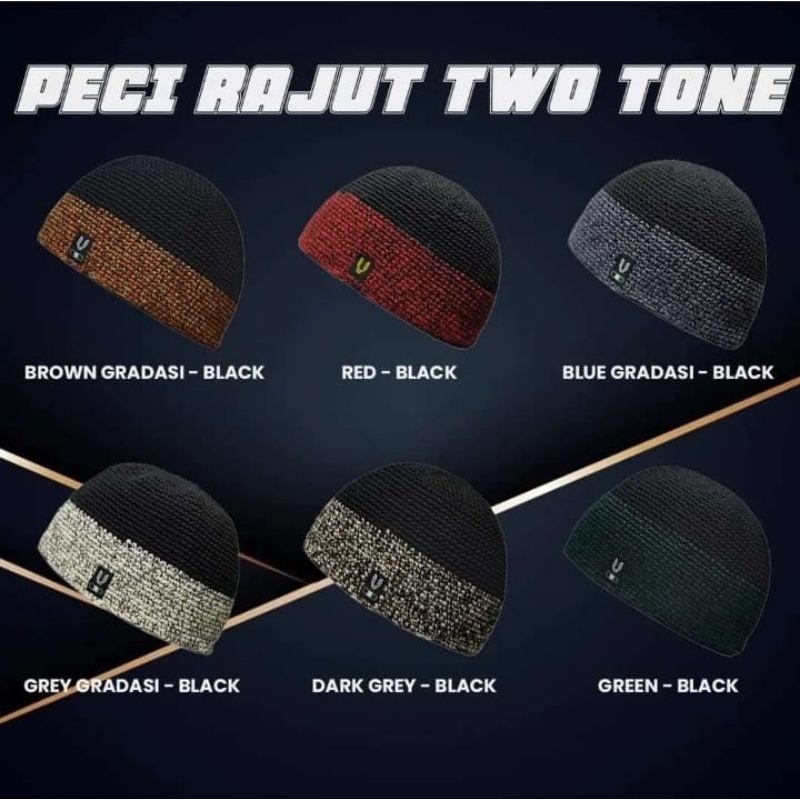 Peci Rajut Two Tone Uhud