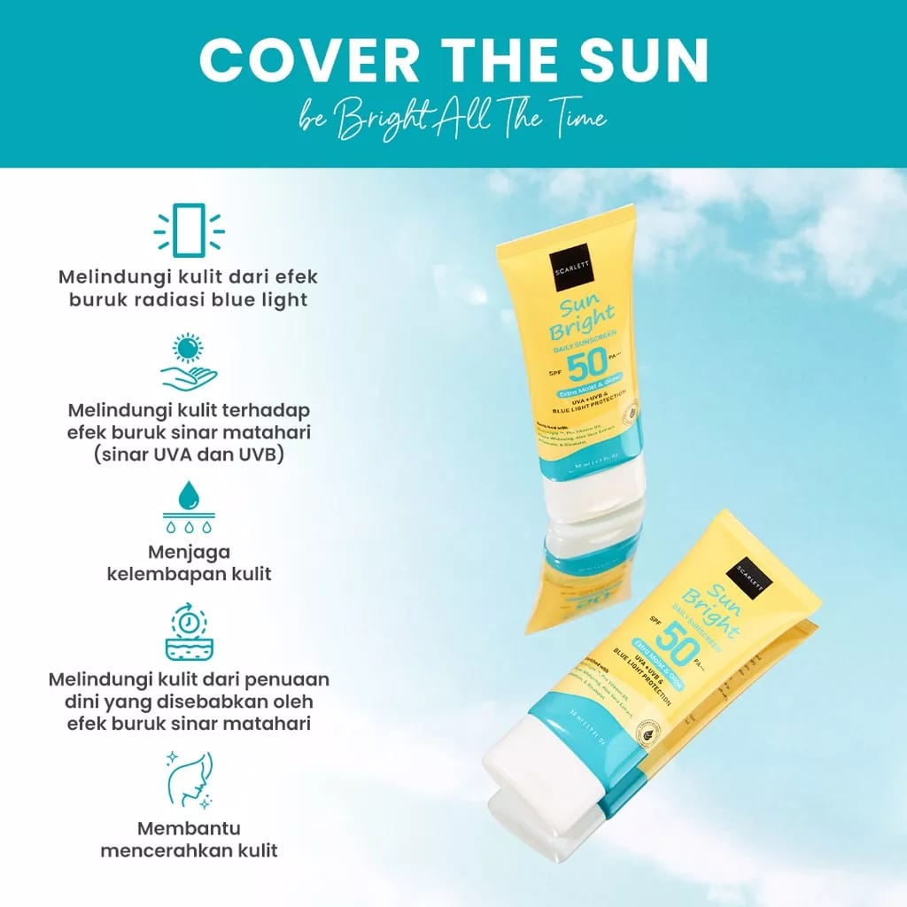 SCARLETT WHITENING SUNSCREEN - SUN BRIGHT DAILY SPF50 PA++ SUNSCREEN