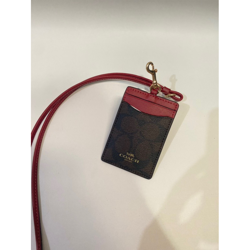 

Coach 63274 PVC Lanyard id brown red