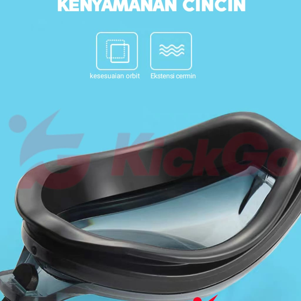 KickGo Kacamata Renang Penutup Telinga Dewasa Remaja Swimming Goggles UV Protection Anti Kabut Fog Warna Hitam Biru Pink