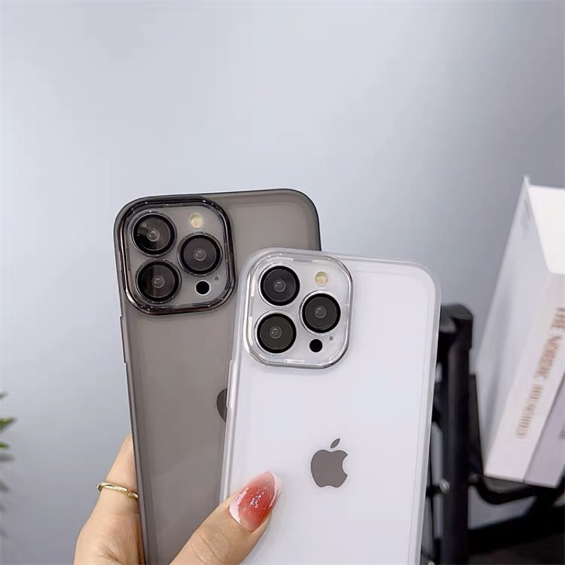 Case Clear Colored + Lens Guard IPHONE 11 12 13 14 14+ 15 15+ PRO MAX PLUS Combination Of Soft And Hard Protection Againts Fall