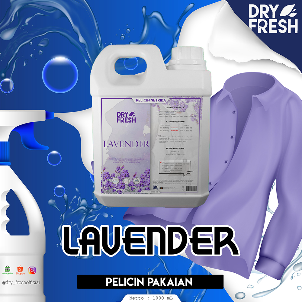 Pelicin setrika PREMIUM Pewangi setrika Laundry 1 Liter DRYFRESH LAVENDER