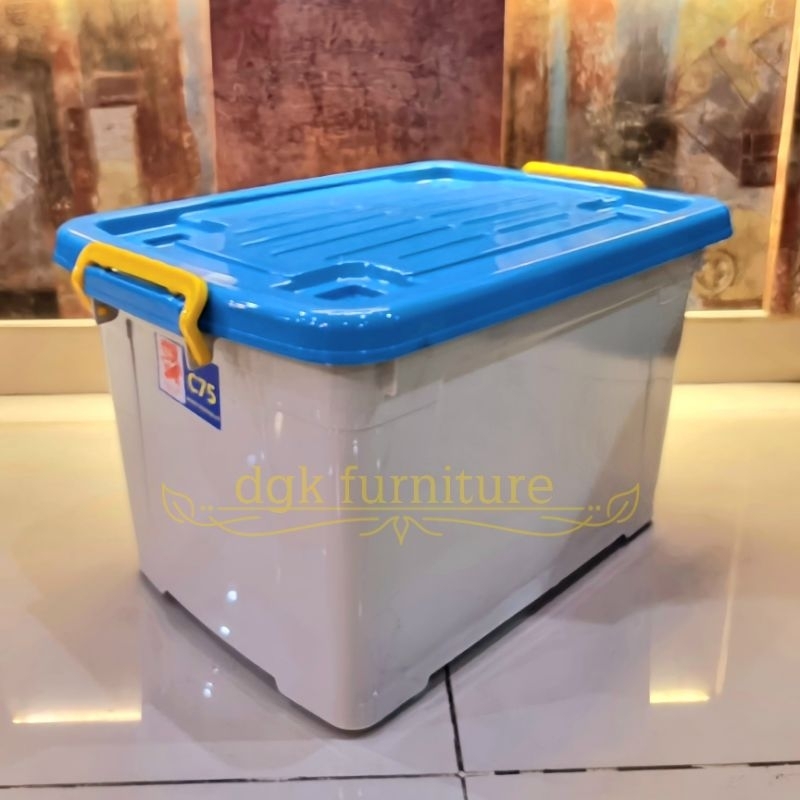 Kontainer Container Box Kotak Penyimpanan Bertutup Tutup Roda Beroda Plastik 75 Liter 75L 75 L CB75 TWIN PAN TWINPAN