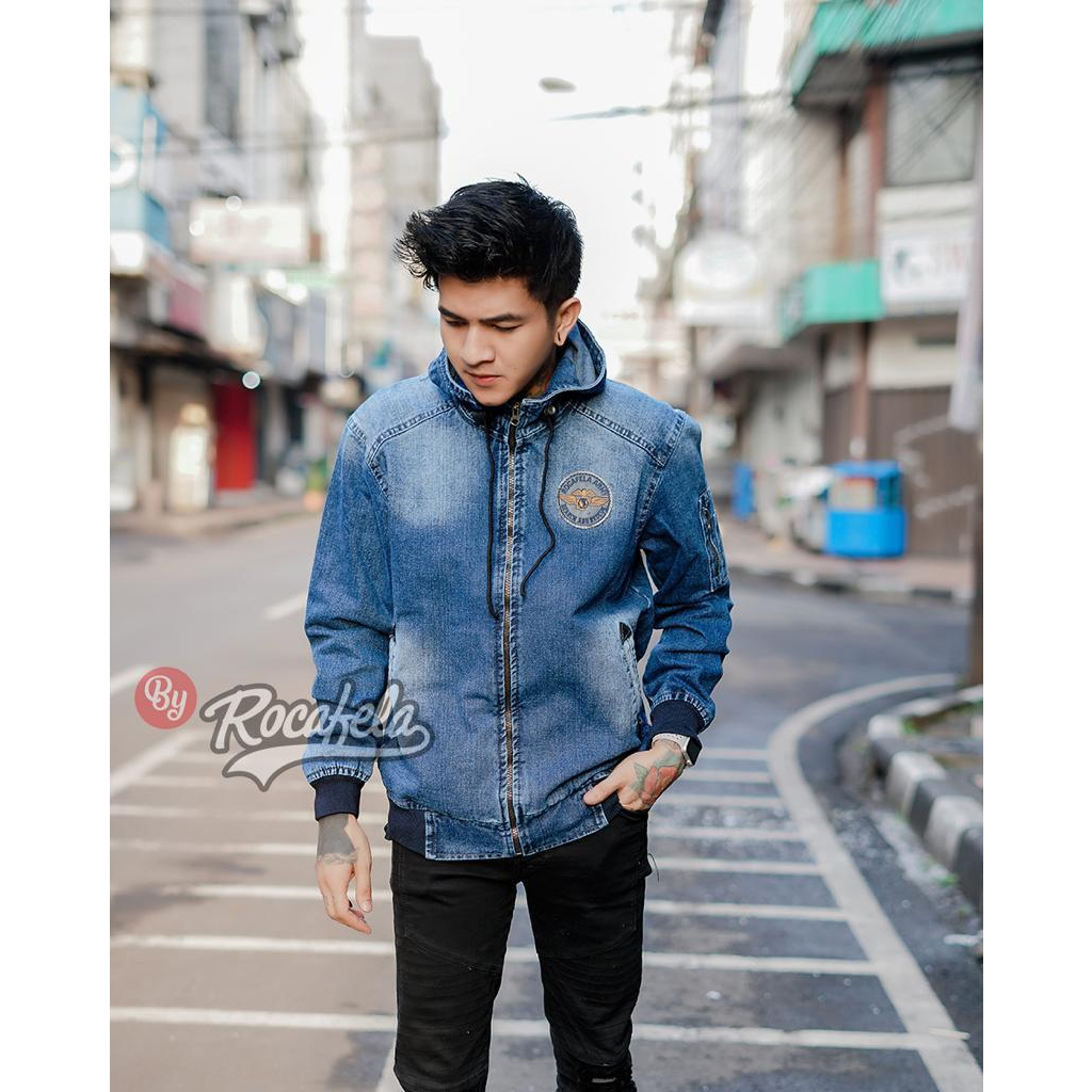 Jaket jeans pria kupluk  /jaket jean cowok /jaket jeans cowok murah
