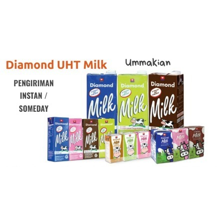Diamond Susu UHT Coklat/Strawberry/Full Cream 200ML / 125Ml 1 Dus