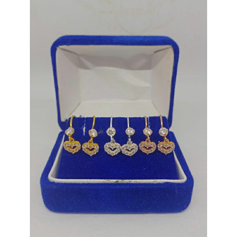 anting kait love mp/perak asli silver 925 lapis emas/perhiasan fashion wanita terbaru