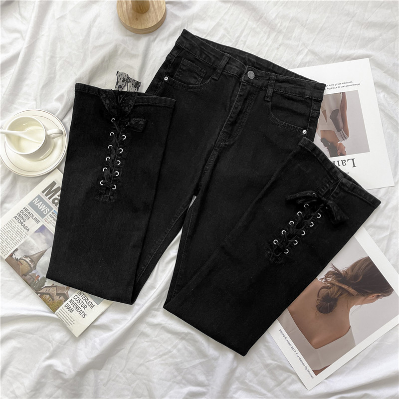 Korea Cutbray Jeans Terbaru / Highwaist Ada Melar Skinny Celana Jeans Wanita