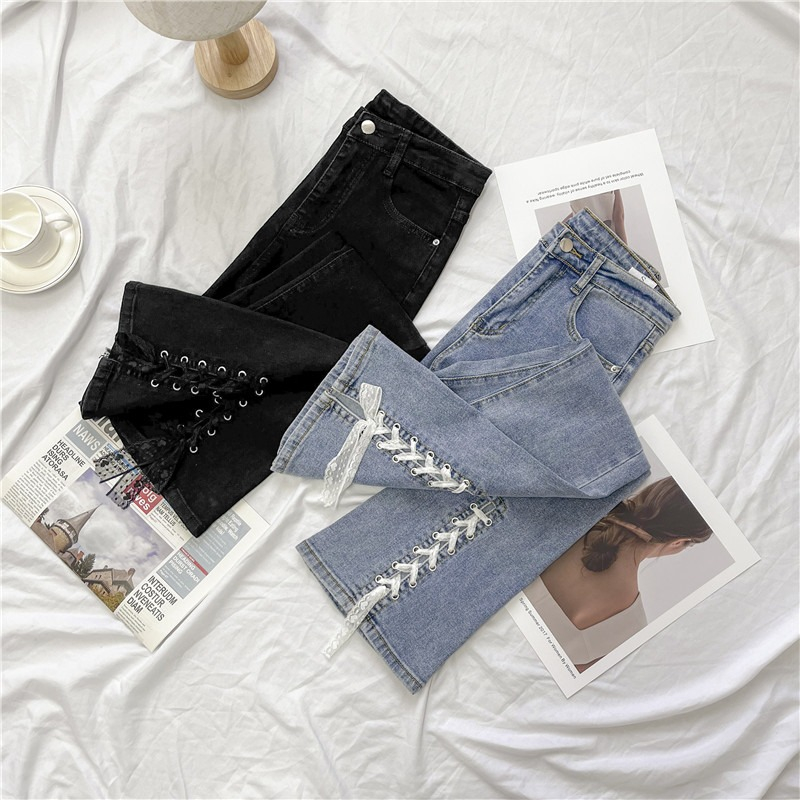 Korea Cutbray Jeans Terbaru / Highwaist Ada Melar Skinny Celana Jeans Wanita