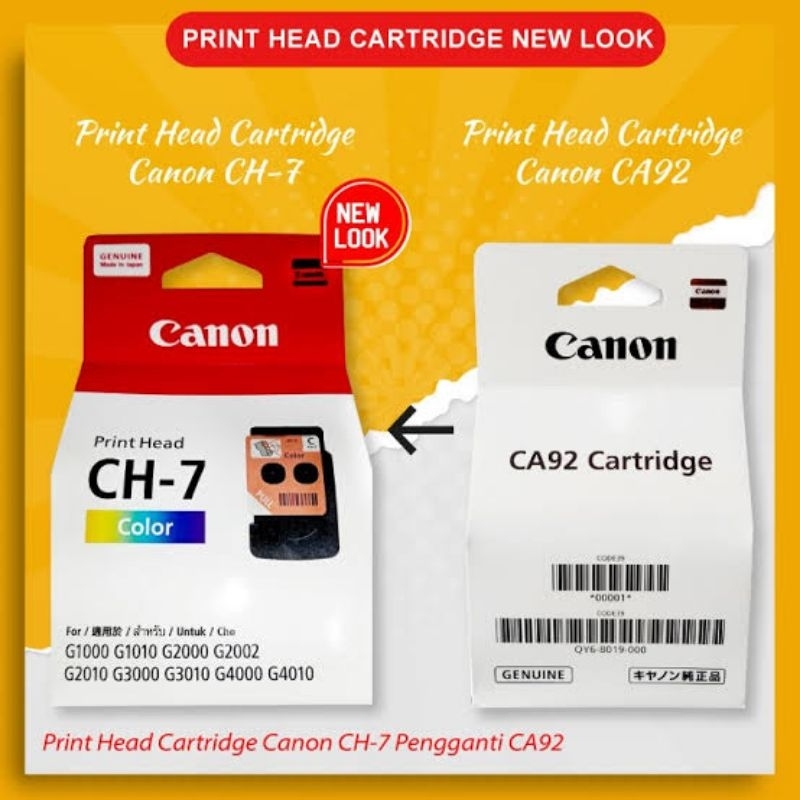 print head Canon bh-7 black &amp; ch7 colour satuan Original for Canon G1000,G1010,G2002,G2010,G3000