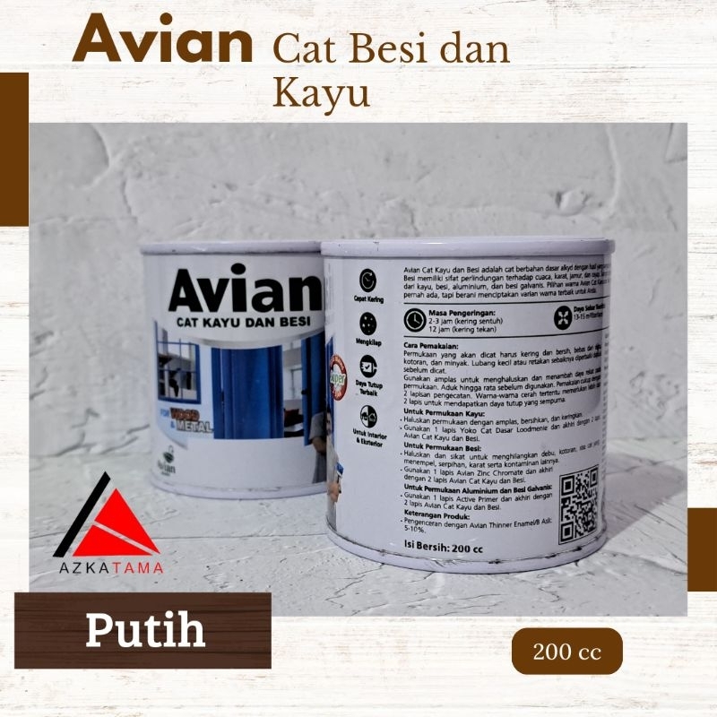 AZKATAMA PAINT cat besi dan kayu Avian murah warna putih 200cc