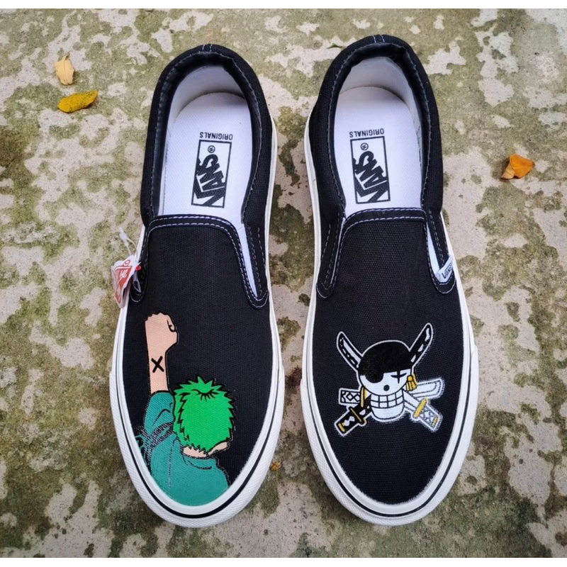 Sepatu Pria Dan Wanita Vans Slip On Fashion Style Skateboard Shoes Import