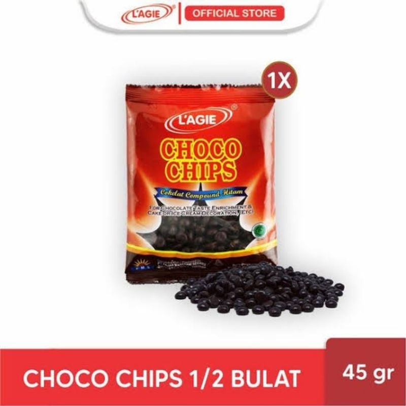 

L'agie Cokelat Choco Chips 1/2 Bulat 45 gr