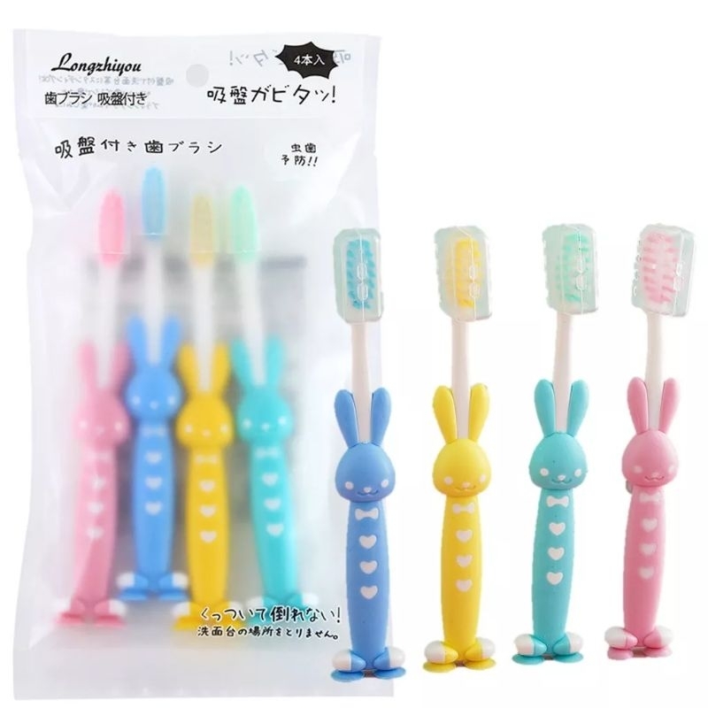 HELLO_Sikat Gigi Anak 1 SET 4 PCS Extra Soft Tavel Toothbrush Double Care Sikat Gigi Halus &amp; Lembut