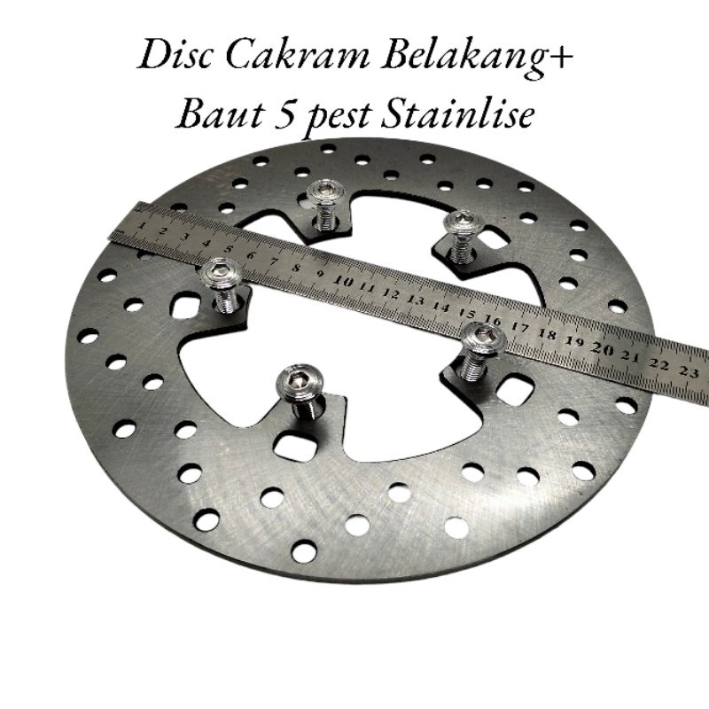 Paket Disc Cakram Belakang Bulat Model UK  220mm+Baut Probol Cp Crome Stainlise 5 pest Vixion Old New MX KING pnp