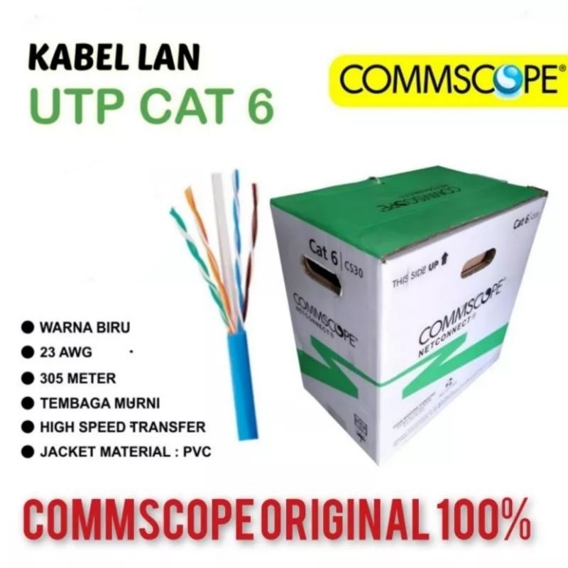 KABEL LAN UTP COMMPSCOPE / COMPSCOPE / AMP CAT 6 / CAT6 ORIGINAL TERMURAH ( ECERAN / ECER / METER / METERAN )