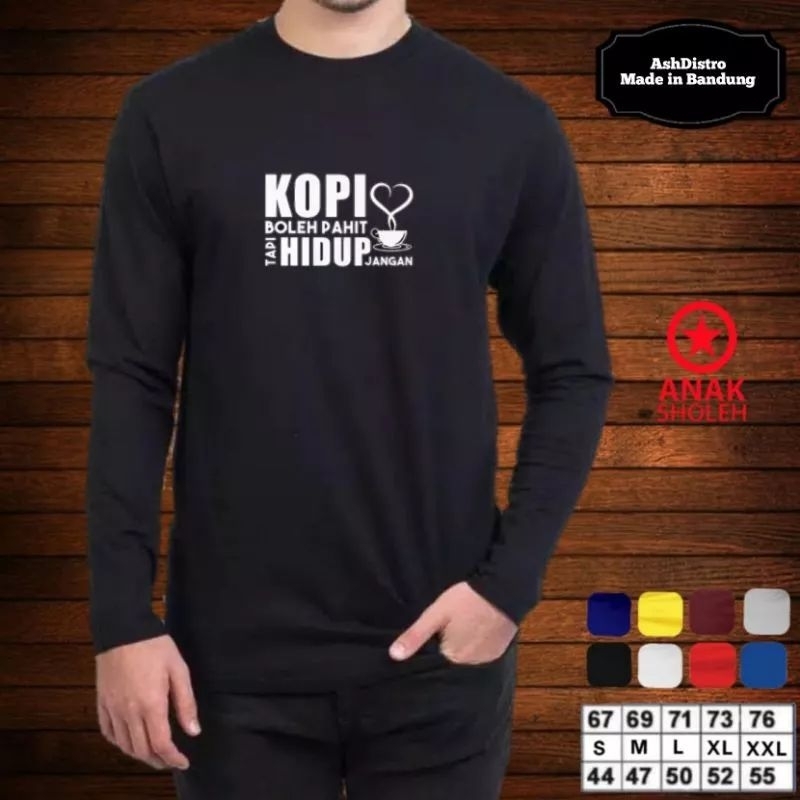 Kaos lengan panjang hitam / kaos kopi / kaos kopi distro