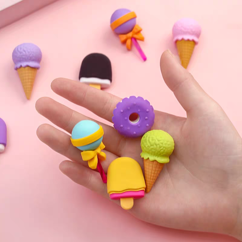 1 SET 4PCS - PENGHAPUS PENSIL KARET BESAR ALA ES CREAM CONE DONAT LOLLIPOP / PENGHAPUS ANAK / ERASER PEN