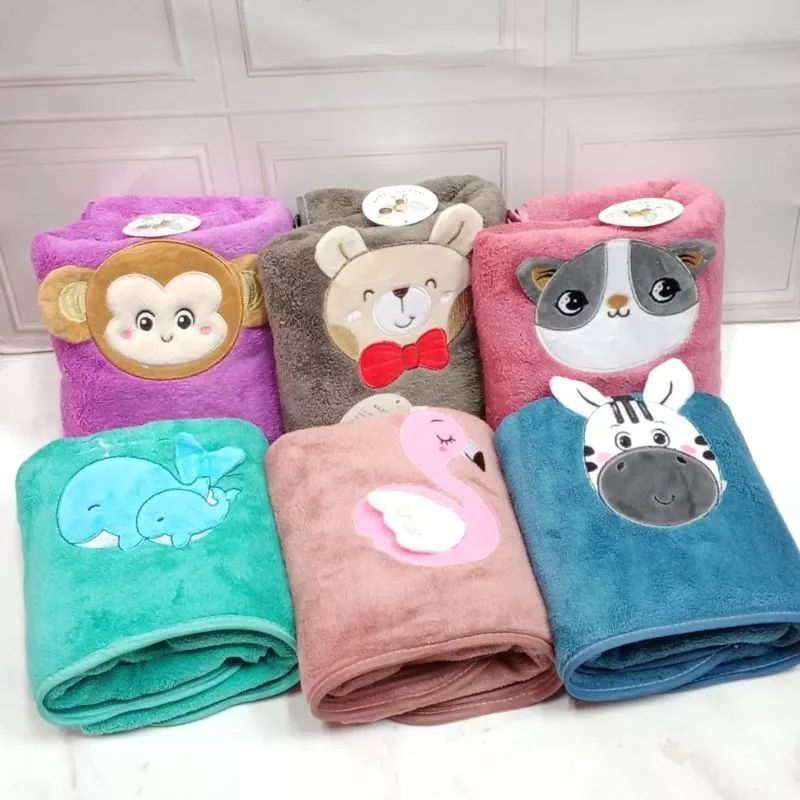 Handuk Bayi Microfiber PREMIUM 50x100 Cm / handuk anak motip daya serap tinggi