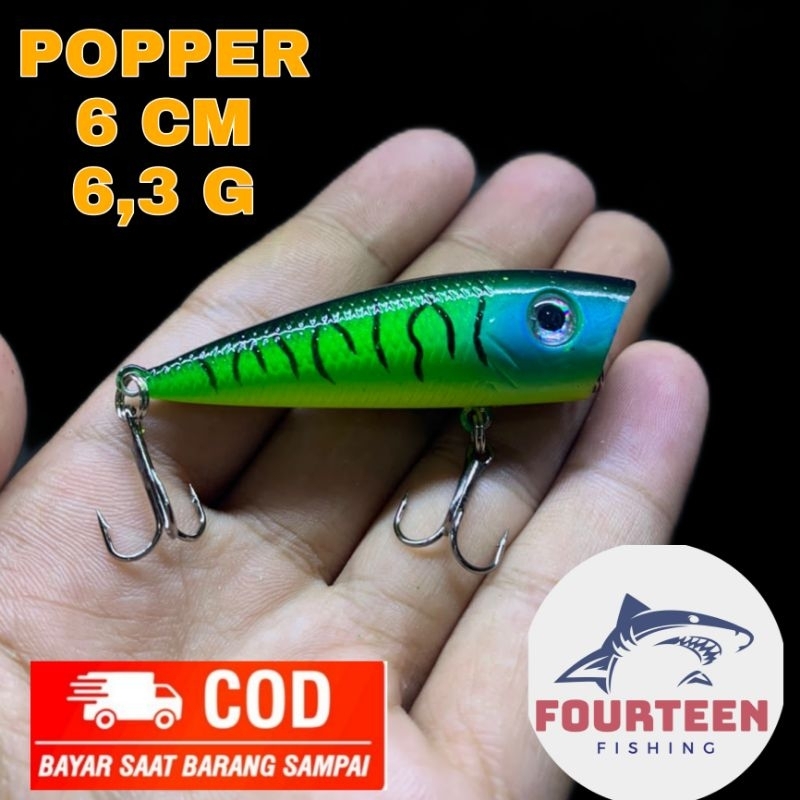 Umpan Casting Popper Hijau New 6.CM, 6,3.G Fishing Lure