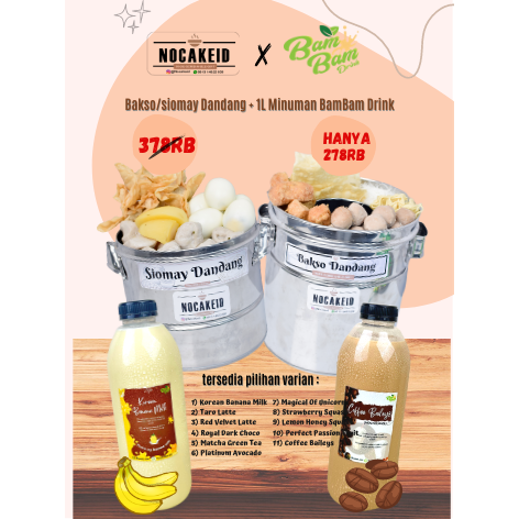 

hampers package NOCAKE X BAMBAM BAKSO SIOMAY MIE AYAM DANDANG DIMSUM