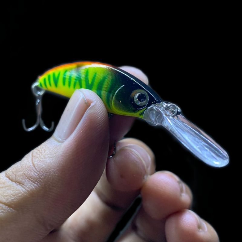 minnow lidah panjang hijau neon 7cm 5,7g cocok untuk casting hampala atau ikan baung