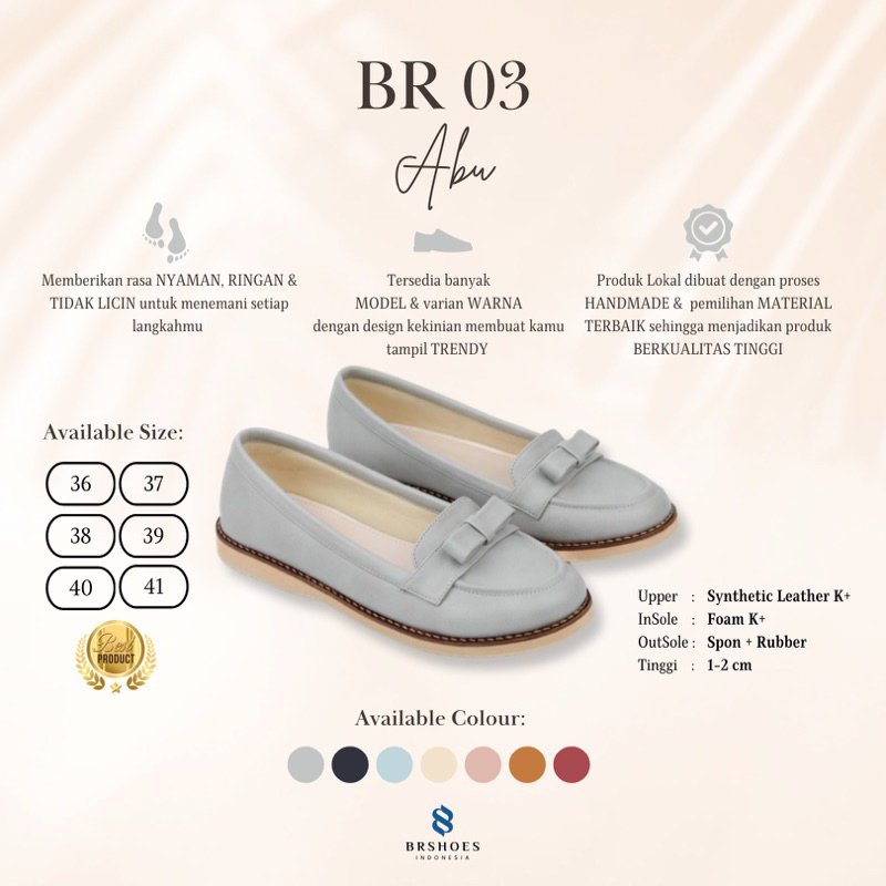 [SIAP KIRIM] BRShoes3 Abu Sepatu Kerja Casual Flat Wanita