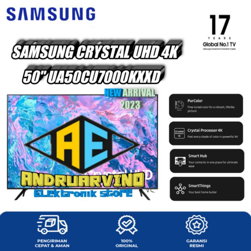 SAMSUNG 4K UHD SMART TV 50 INCH UA50CU7000 UHD DIGITAL SMART TV GARANSI RESMI