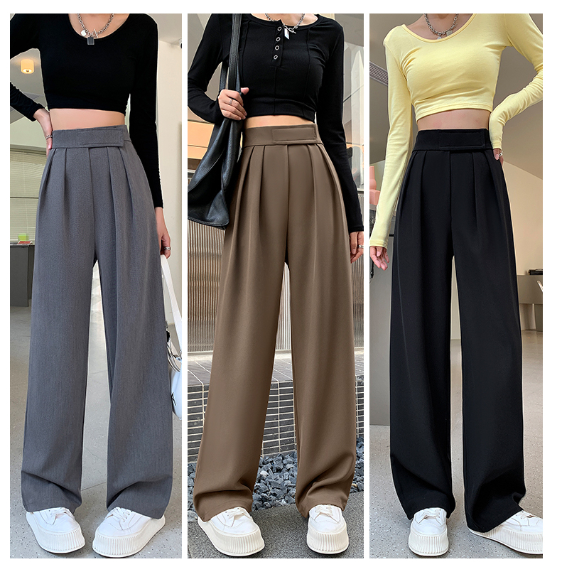 celana kulot wanita panjang velcro korean style import  premium highwaist loose straight pants