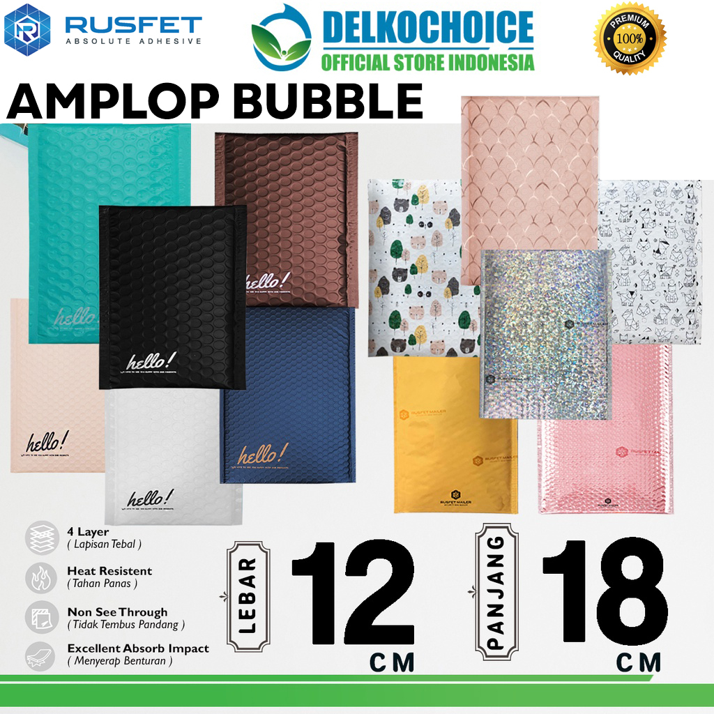 

AMPLOP BUBBLE MAILER 12x18cm BUBBLE WRAP ENVELOPE RUSFET PREMIUM TERMURAH