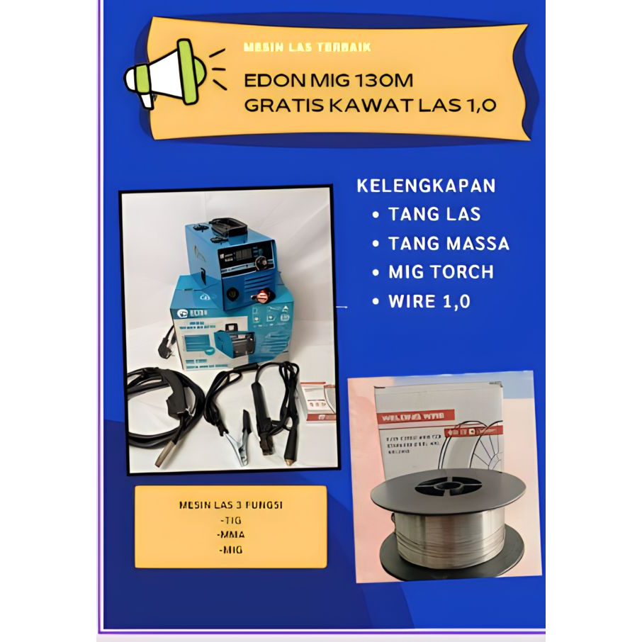 MESIN Las MIG 130M 130 edon +kawat las, MESINLAS EDON MIG130 GASLESS MIG 130 MESIN LAS CO mesin las 