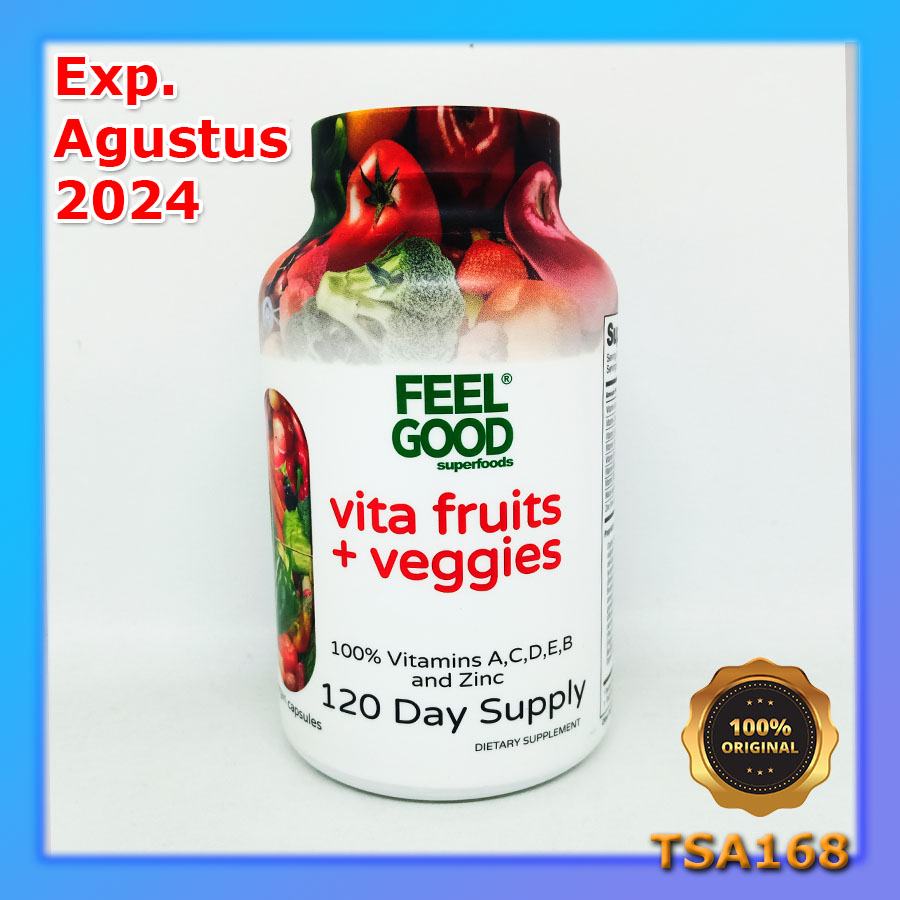 Feel Good Vita Fruit + Veggies 100% Vitamin A C D E B &amp; Zinc 120 Vcap
