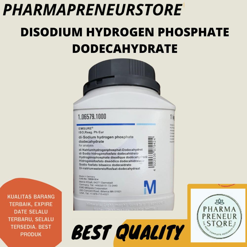 DISODIUM HYDROGEN PHOSPHATE DODECAHYDRATE / DI - SODIUM HYDROGEN PHOSPHATE DODECAHYDRATE ( 12 - HYDRATE ) PRO ANALISA 5 DAN 10 GRAM MERCK BEST QUALITY