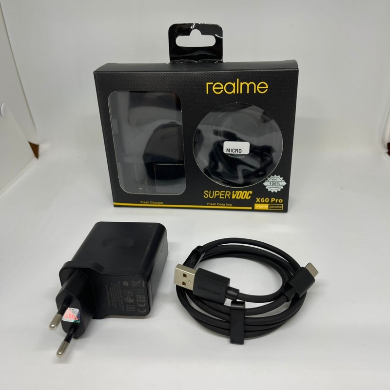 Charger REALME 65W X60PRO X60 Pro BLACK USB Type-C / Micro USB Super VOOC Fast Charging kode401 BY SMOLL