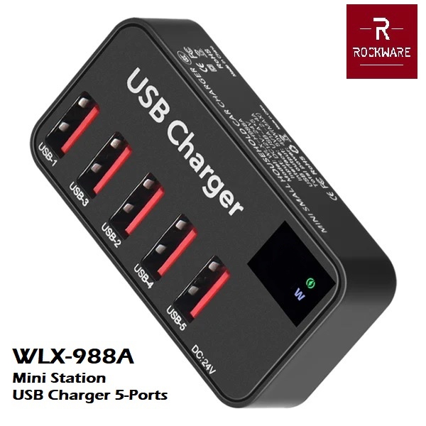 ROCKWARE WLX-988A - Mini Small Household USB Charger 5-Port 40W MAX