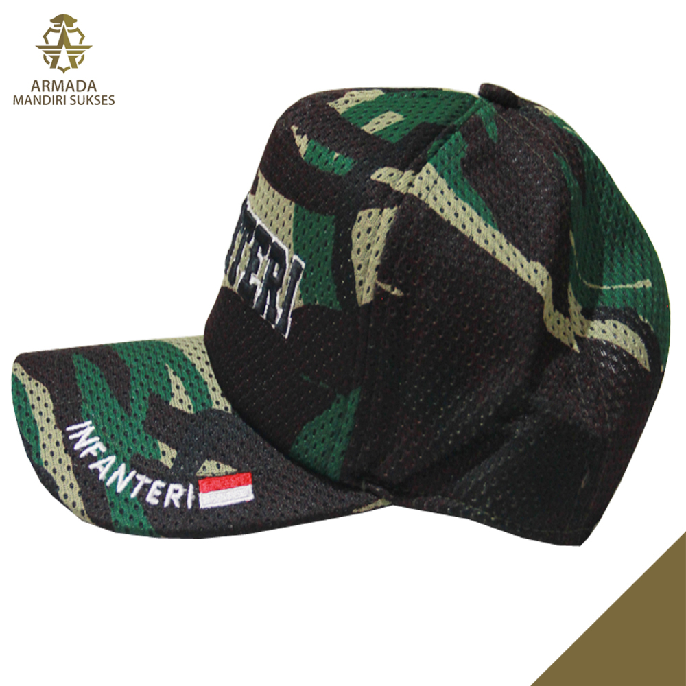 Topi Jaring Infanteri Loreng Logo - Topi Infanteri Loreng