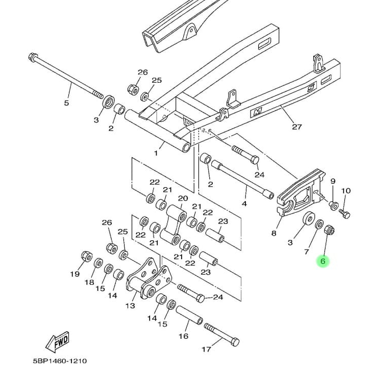 NUT MUR AS SWING ARM SCORPIO ASLI ORI YAMAHA 90185 12134