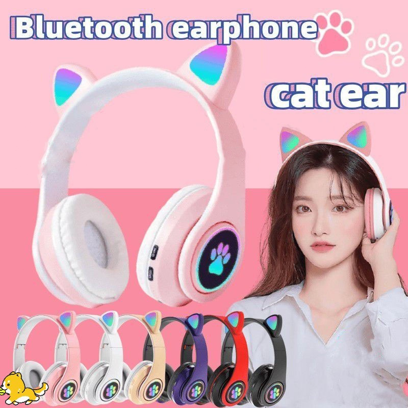 Cute Cat Ear With LED Light  Headphone B39M Foldable Wireless Headphones Bluetooth Earphone HiFi Stereo Headset