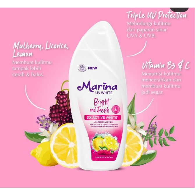 Marina UV White Hand Body Lotion Ukuran Besar 460 ml