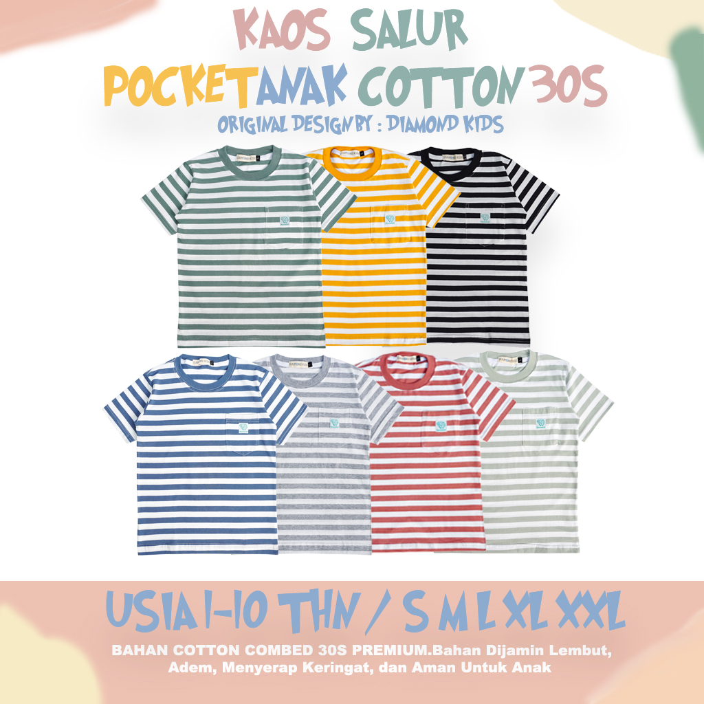 KAOS BAJU ATASAN SALUR SETERIP BLASTER STRIP STRIPES BELANG TANGAN LENGAN PENDEK ANAK BAYI BALITA LA